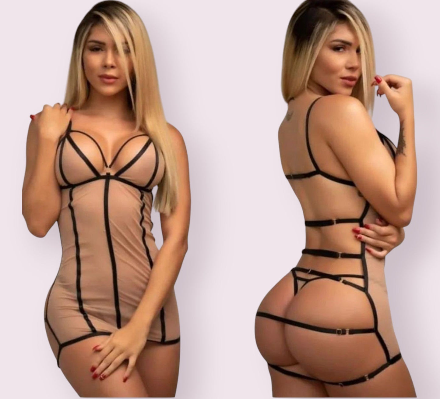 Lenceria Vestido Malla Piel Ref.70