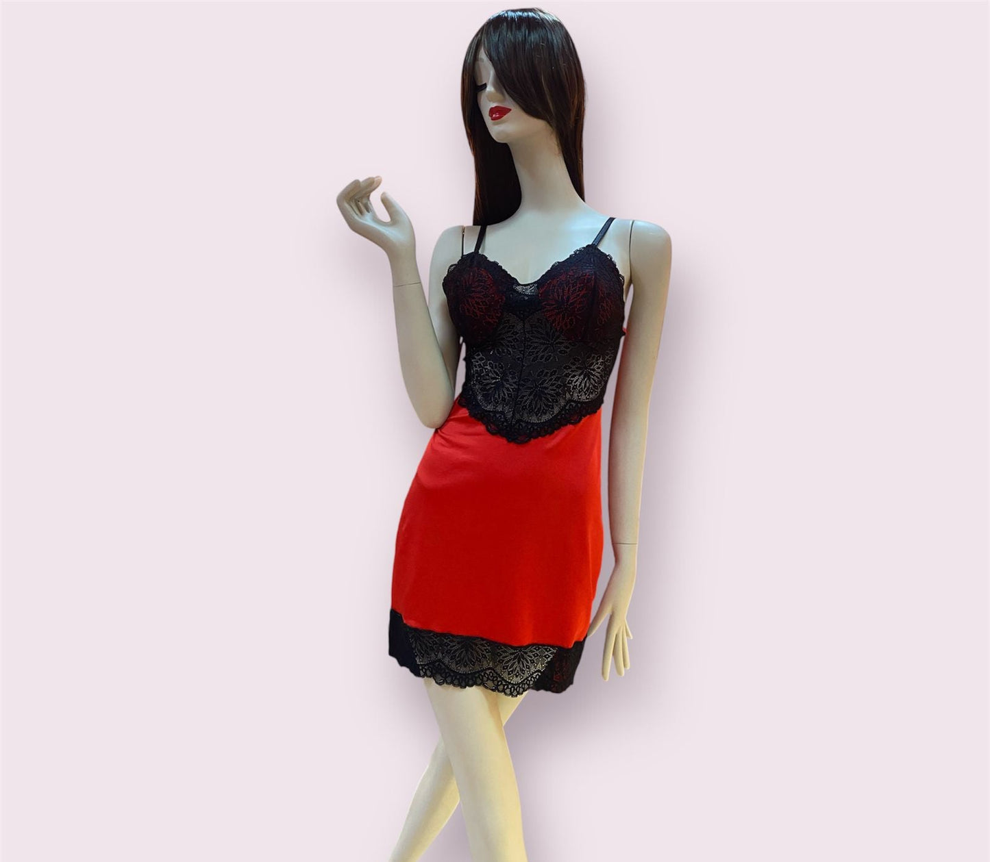 Lenceria Baby Doll Rojo Encaje Ref.B42