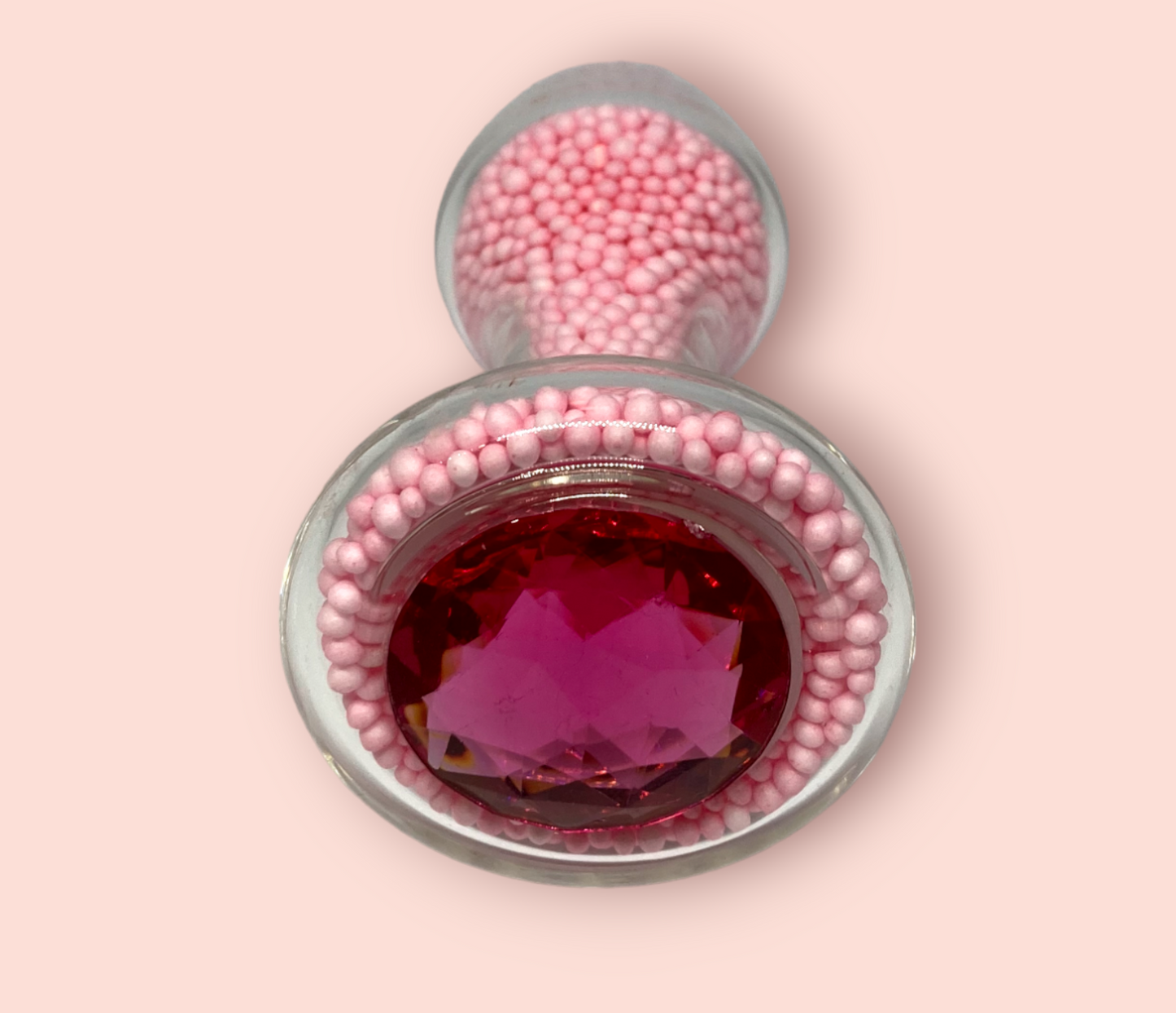 Plug Anal vidrio Perlas Rosa