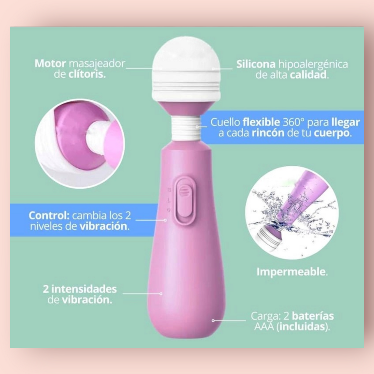 Vibrador Hitachi mini Colores Lilo