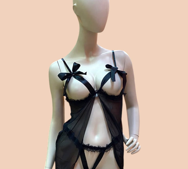 Baby Doll Negro Lazos Be1135-Bko