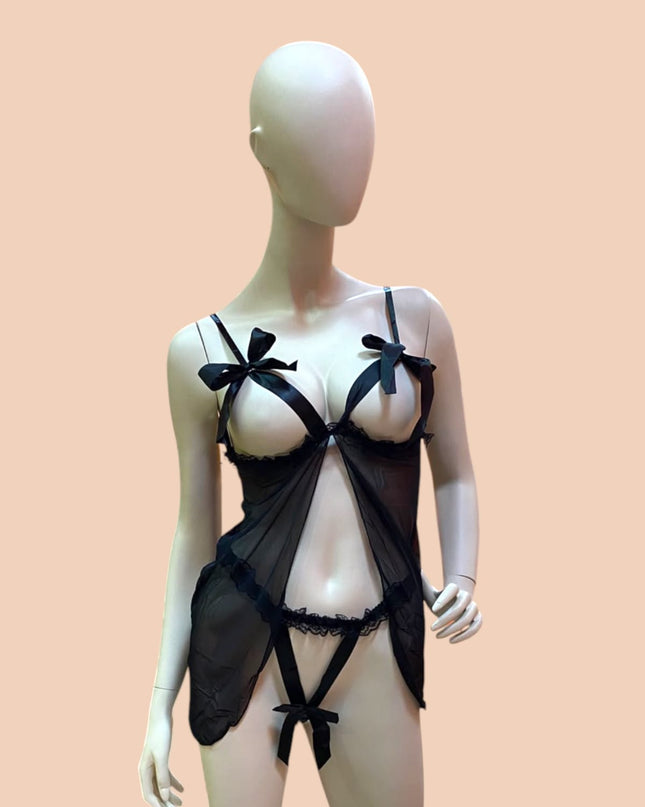 Baby Doll Negro Lazos Be1135-Bko