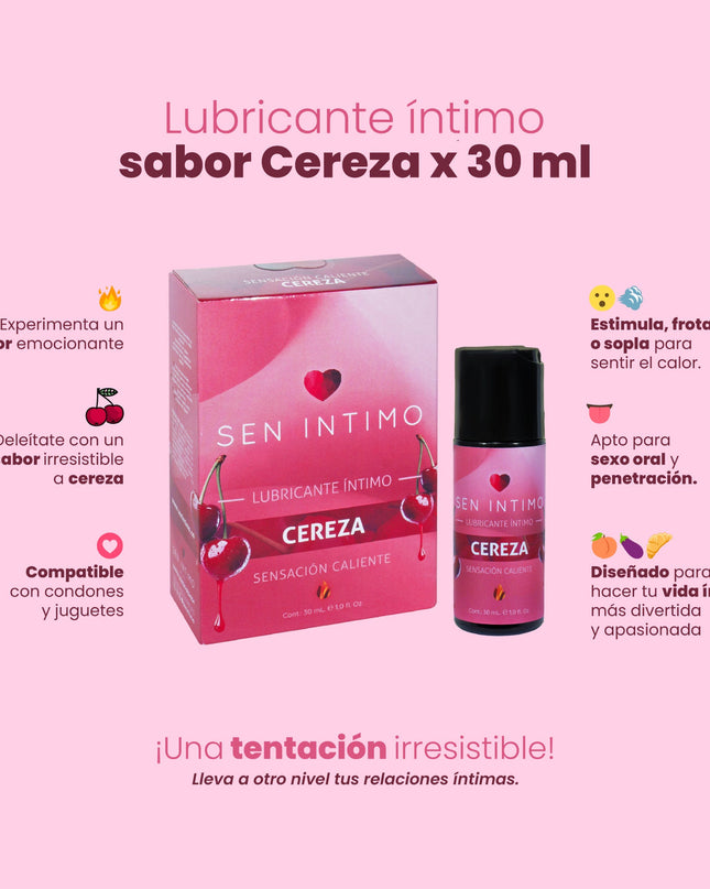 Lubricante Íntimo Caliente con Sabor a Cereza 30 ml – Sen Íntimo