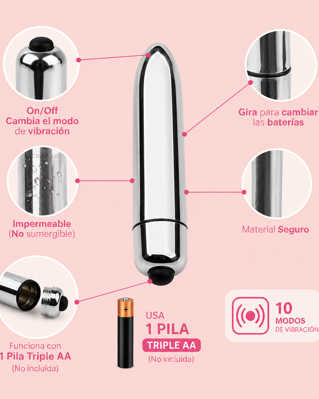 Bala Vibradora Bullet Plateado