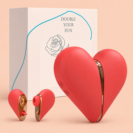 Vibrador Doble Corazón con Succión y Lengua Oem