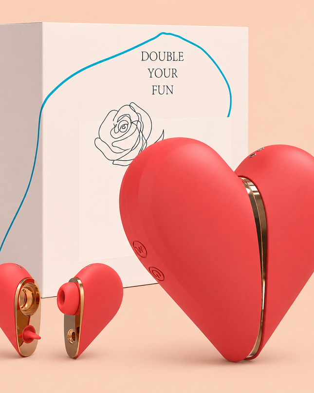 Vibrador Doble Corazón con Succión y Lengua Oem