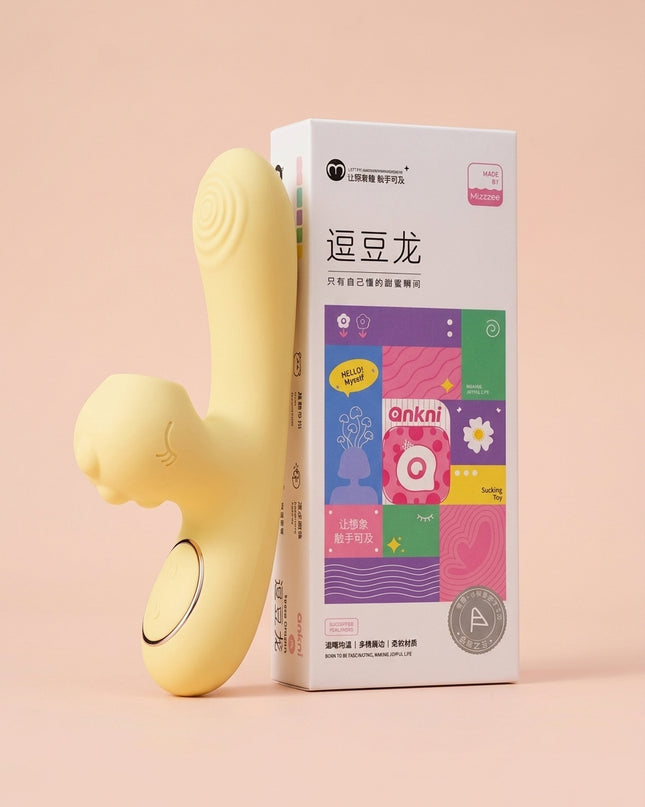 Mini Vibrador Con Dino Mizzzee Amarillo
