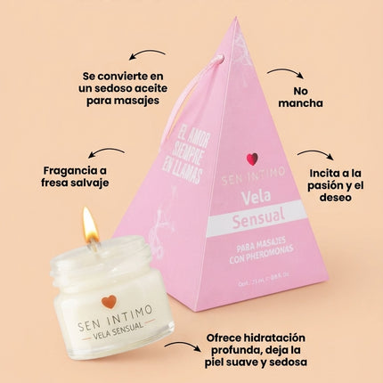 Vela Sensual para Masajes con Feromonas