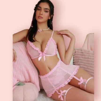 Lencería con falda pink