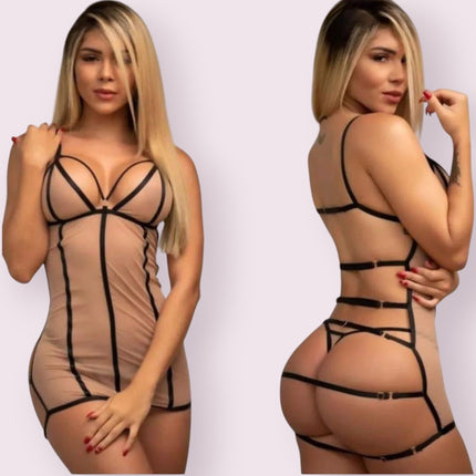 Lenceria Vestido Malla Piel Ref.70
