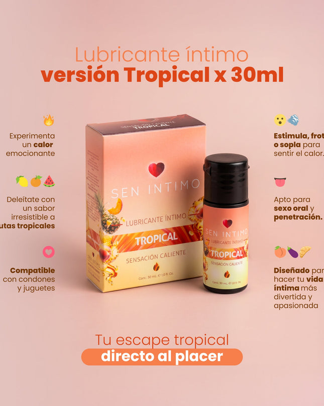 Lubricante Íntimo Caliente con Sabor Tropical 30 ml – Sen Íntimo