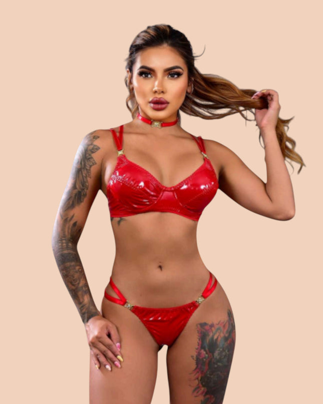 Conjunto Rojo Charol ref.J022