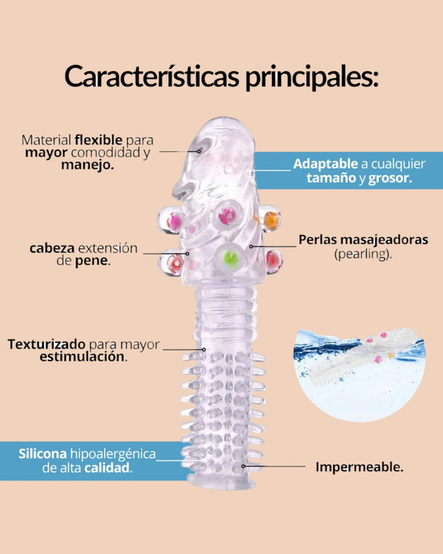 Funda Para Pene Texturizado Con Perlas
