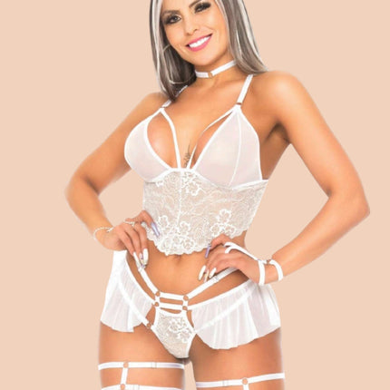 Lencería Blanca Panty Falda Ref.655