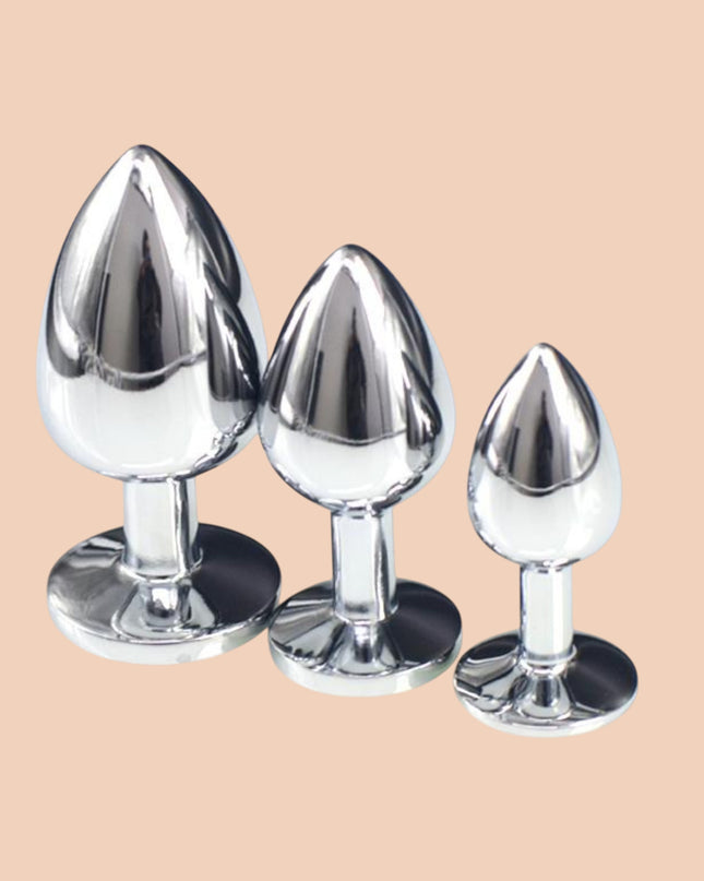 Plug Anal Plateado Diamante Rosa