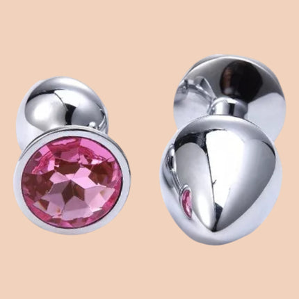 Plug Anal Plateado Diamante Rosa