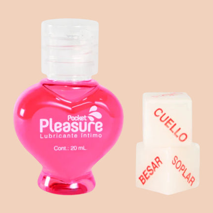 Lubricante Caliente Pocket Pleasure con dados 20 ml Frambueza