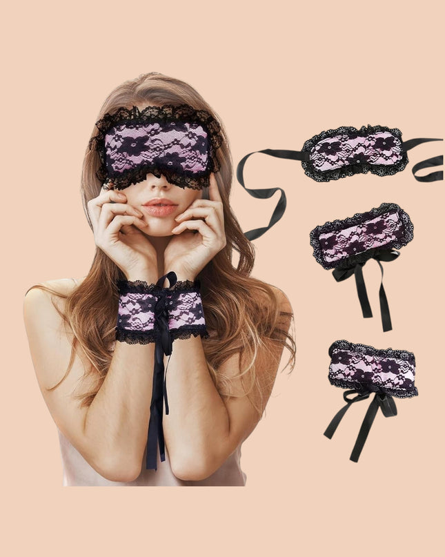 Kit Bondage Noir 3 piezas Rosa