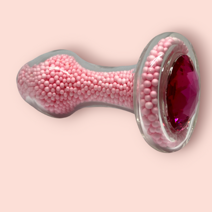 Plug Anal vidrio Perlas Rosa