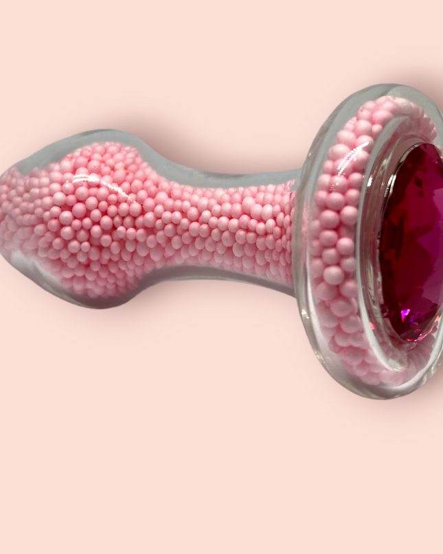 Plug Anal vidrio Perlas Rosa
