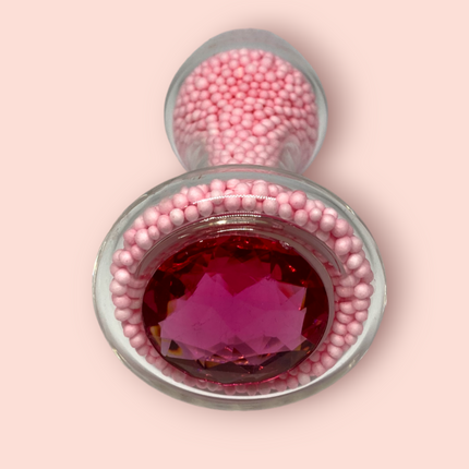 Plug Anal vidrio Perlas Rosa