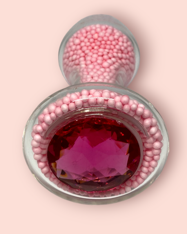 Plug Anal vidrio Perlas Rosa