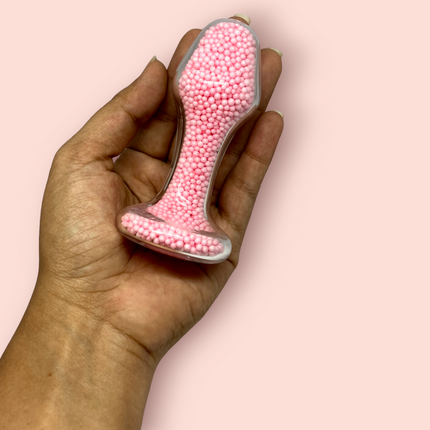 Plug Anal vidrio Perlas Rosa