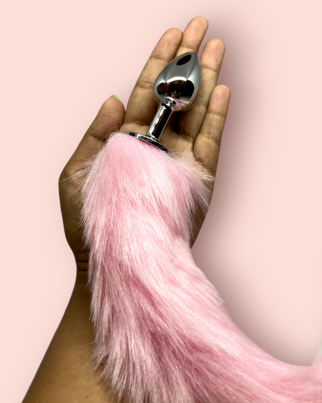 Plug Cola de Zorro Rosa/ Blanca