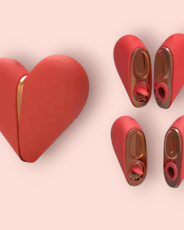 Vibrador Doble Corazón con Succión y Lengua Oem