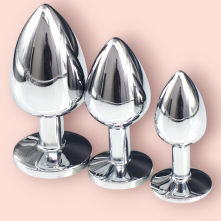 Plug Anal Plateado Diamante Rosa