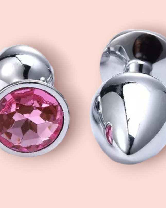 Plug Anal Plateado Diamante Rosa