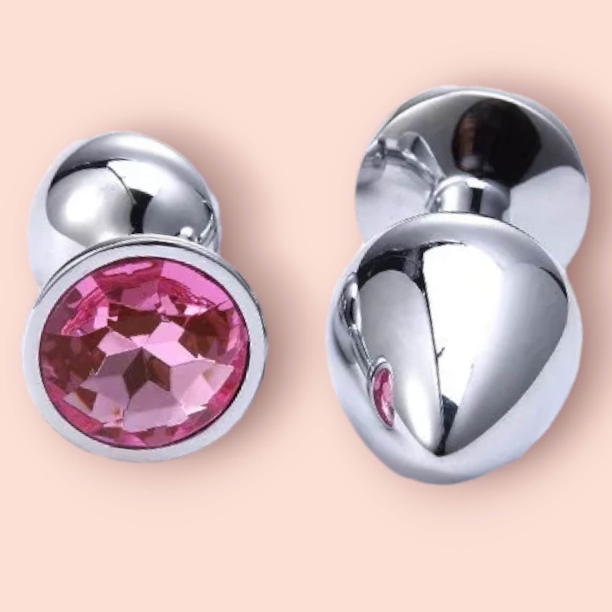 Plug Anal Plateado Diamante Rosa Melojena Plug Anal Plateado Diamante Rosa Melojena