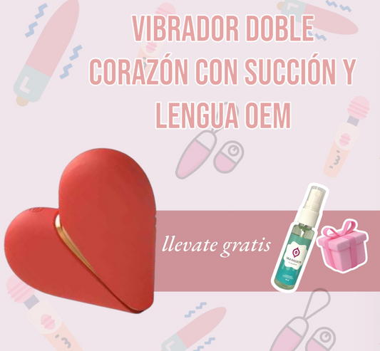 Vibrador Doble Corazón con Succión y Lengua Oem