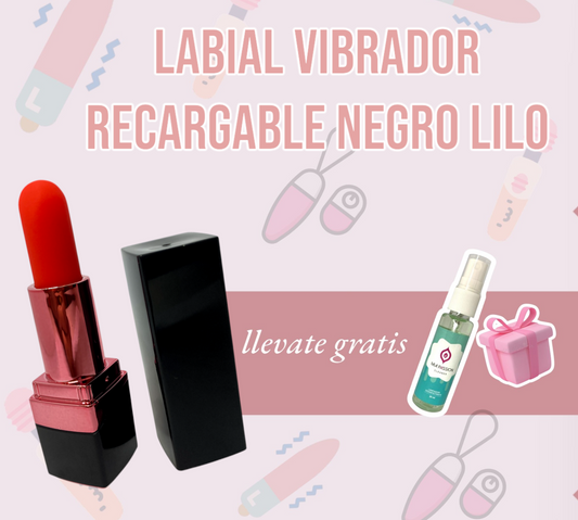 Labial Vibrador Recargable Negro Lilo