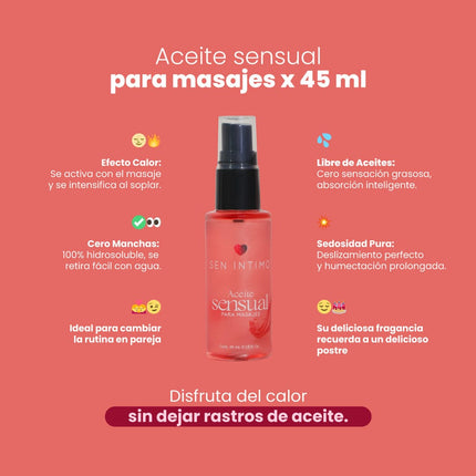 Aceite Sensual para Masajes Efecto Calor 45ml – Sen Íntimo