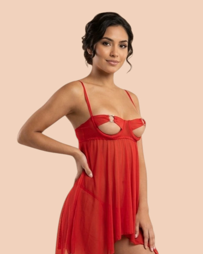 Baby Doll Rojo Piercing BE1136-Rdo
