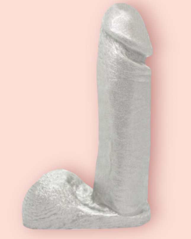 Dildo Glitter Plateado 18 cm