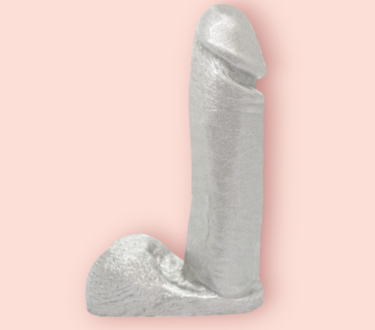 Dildo Glitter Plateado 18 cm