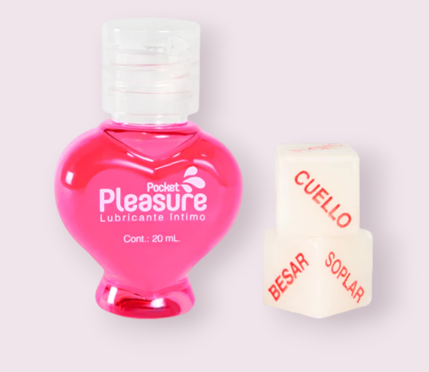 Lubricante Caliente Pocket Pleasure con dados 20 ml Frambueza