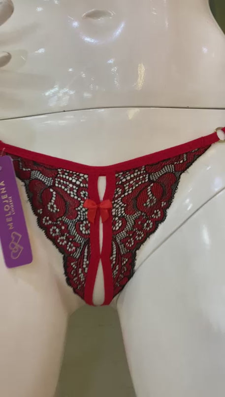 Tanga Abierta Mariposa Rojo