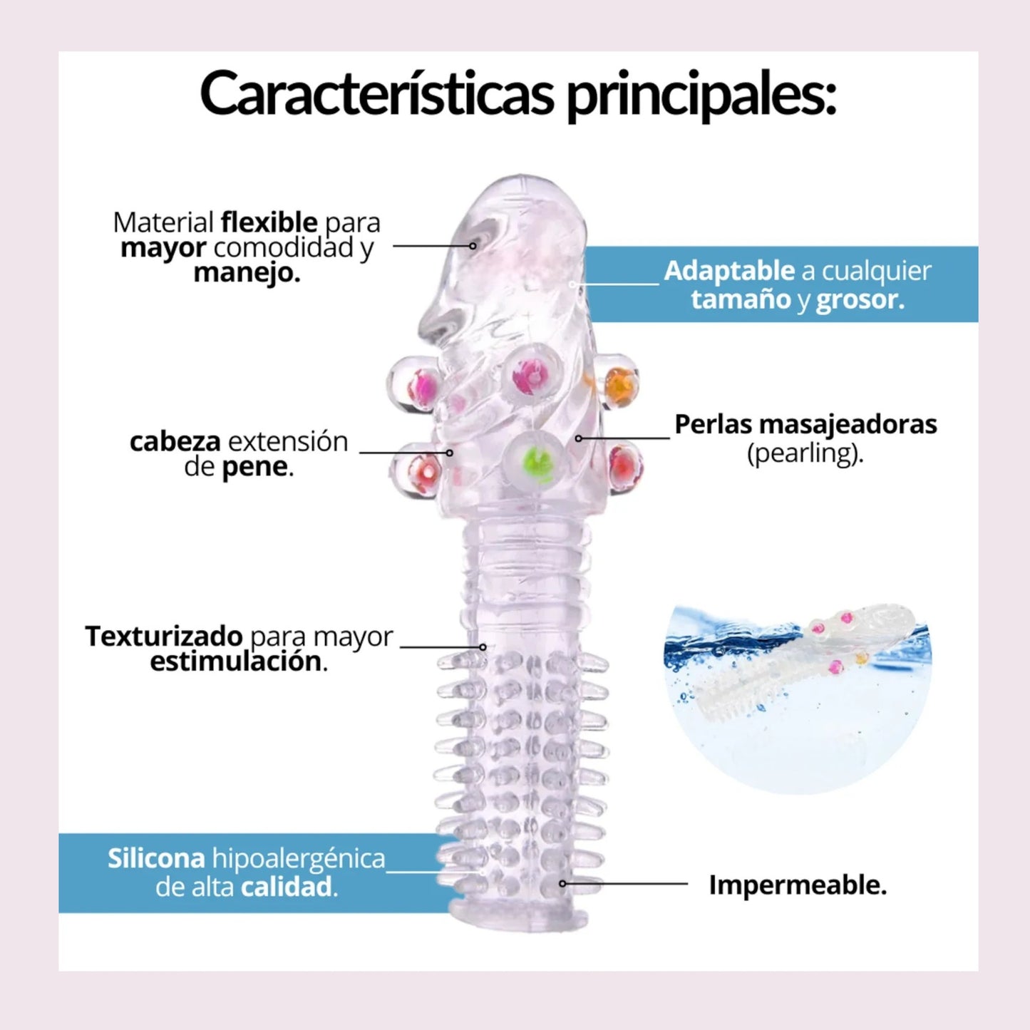 Funda Para Pene Texturizado Con Perlas
